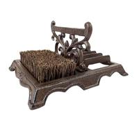 L'Héritier Du Temps Brosse et Gratte à Pied et Chaussures Motifs Volutes en Fonte et Brosse Coco Patinée Marron 15x22x27cm