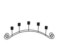 L'Héritier Du Temps Chandelier Candélabre de Table 5 Feux Bougeoir Porte Bougies Droites à Poser Fer Patiné Noir 5,5x14x40cm