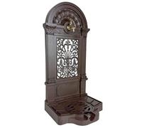 L'Héritier Du Temps Fontaine de Jardin à Poser Source en Fonte d'Aluminium Marron et Robinet Laiton Décoration de Jardin 35x40x83cm