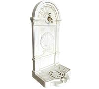 L'Héritier Du Temps Fontaine de Jardin à Poser Source en Fonte d'Aluminium Patinée Blanche avec Robinet Fonctionnel en Laiton 35x40x83cm