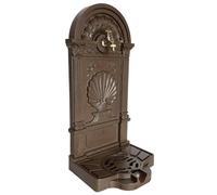 L'Héritier Du Temps Fontaine de Jardin à Poser Source en Fonte d'Aluminium Patinée Marron avec Robinet Fonctionnel en Laiton 35x40x83cm