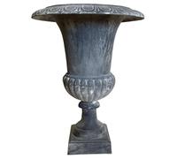 L'Héritier Du Temps Grand Vase Vasque Jardiniere en Fonte Grise Style Medicis Pot de Fleur 47,5x47,5x62cm