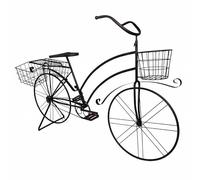 L'Héritier Du Temps Grand Vélo Porte-Plantes Métal Noir Patiné Marron Bicyclette Décorative Support à Fleurs 46x93x140cm