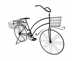 L'Héritier Du Temps Grand Vélo Porte-Plantes Métal Noir Patiné Marron Bicyclette Décorative Support à Fleurs 46x93x140cm