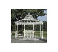 L'Héritier Du Temps Grande Tonnelle Kiosque de Jardin Pergola Abris Rond Gloriette en Fer Forgé et Fonte Blanc 340x370x370cm