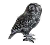 L'Héritier Du Temps Hibou Chouette Statue Statuette Sculpture Oiseau en Fonte Patinée Grise 9x15x16cm