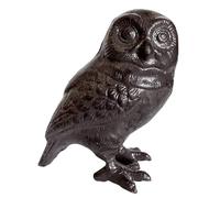 L'Héritier Du Temps Hibou Chouette Statue Statuette Sculpture Oiseau en Fonte Patinée Marron 9x15x16cm