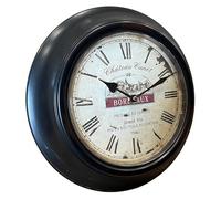 L'Héritier Du Temps Horloge Murale en Fer avec Vitre en Plexiglass Pendule de Cuisine Chateau Canet Bordeaux Noir 4x32x32cm
