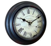 L'Héritier Du Temps Horloge Murale en Fer Noir avec Vitre en Plexiglass Pendule de Cuisine Chef Le Normand 4x21x21cm