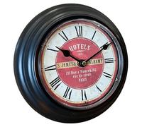 L'Héritier Du Temps Horloge Murale en Fer Noir avec Vitre en Plexiglass Pendule de Cuisine Hotel St James 4x21x21cm