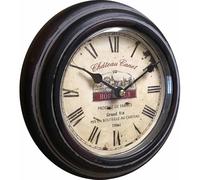 L'Héritier Du Temps Horloge Murale en Métal avec Vitre en Plexiglass Pendule Château Canet Noir 4x21x21cm