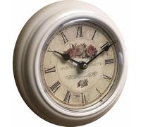 L'Héritier Du Temps Horloge Murale en Métal Blanc avec Vitre en Plexiglass Pendule Ronde Maison de Florette 4x21x21cm