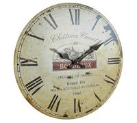 L'Héritier Du Temps Horloge Murale Pendule Ronde de Cuisine ou Salon en Bois et Papier Chateau Canet Bordeaux 4x34x34cm