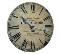 L'Héritier Du Temps Horloge Murale Pendule Ronde en Bois et Papier Cheval Noir Saint Emilion 4x16x16cm