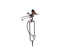 L'Héritier Du Temps Mobile de Jardin à Balancier à Planter ou Tuteur pour Plantes Motifs Corbeau en Fer et Verre Patiné Coloré 33x48x144cm