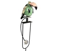 L'Héritier Du Temps Mobile de Jardin Rotatif à Planter ou Tuteur pour Plantes Motifs Oiseaux Perchés en Fer et Verre Patiné Multicolore 13x28x150cm