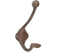 L'Héritier Du Temps Patère Porte Manteaux Murale ou Porte Serviettes avec 2 Crochets en Fonte Patinée Marron 6x8,3x17,2cm