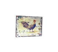 L'Héritier Du Temps Tableau Cadre Mural en Bois Massif avec Impression Motif Coq Poule Coloré 2,50x28x38cm