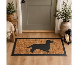 L'Héritier Du Temps Tapis Gratte Pieds de Forme Rectangulaire ou Paillasson Motifs Chien en Coco et Caoutchouc 1x25x75cm