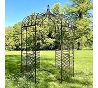 L'Héritier Du Temps Tonnelle Pergola Gloriette en Métal Marron Abris Kiosque de Jardin Octogonal 196x196x314cm