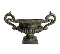 L'Héritier Du Temps Vase Vasque Chambord Jardinière de Pilier Pot de Fleur en Fonte Vert Anglais 29x32,5x47cm