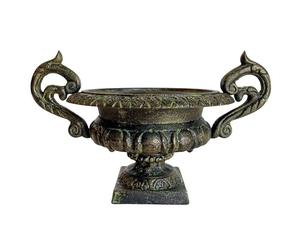 L'Héritier Du Temps Vase Vasque Chambord Jardinière de Pilier Pot de Fleur en Fonte Vert Anglais 29x32,5x47cm