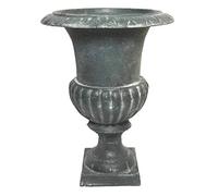 L'Héritier Du Temps Vase Vasque Jardinière en Fonte Grise Style Médicis Pot de Fleur en Fonte Patinée Grise 15x15x20cm