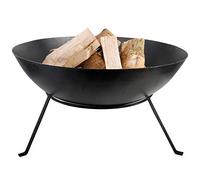 L'Héritier Du Temps Véritable Braséro Chauffage d'Extérieur Brasier Lumière d'Appoint de Jardin de Forme Ronde en Métal Noir 35x60x60cm
