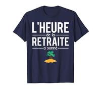 L'Heure De La Retraite A Sonné Blague Départ Retraite T-Shirt, Homme, Bleu Marine, M