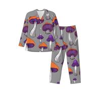 LHFIOHIRG (Bright Mushrooms Art) Ensemble de pyjama pour homme Haut à manches longues et pantalon Vêtements de nuit confortables, Art champignons lumineux., XXL