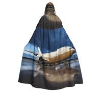 LHFIOHIRG Cape à capuche pour adulte, motif avion dans la lumière du soir, robe d'Halloween pour homme et femme, fête costumée