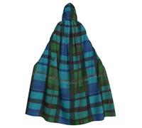 LHFIOHIRG Cape à capuche pour adulte motif tartan écossais bleu et vert pour Halloween, robe pour homme et femme, fête costumée