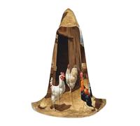 LHFIOHIRG Cape longue à capuche avec imprimé poulet et coq pour adolescents et adolescents avec capuche surdimensionnée pour cosplay, fêtes costumées