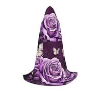 LHFIOHIRG Cape longue à capuche avec motif papillon violet pour adolescents et adolescents avec capuche surdimensionnée pour cosplay, fêtes costumées