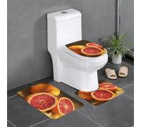 LHFIOHIRG Ensemble de 3 tapis de salle de bain antidérapants avec tapis de toilette et tapis contour pour décoration de sol de salle de bain (style peinture à l'huile de pamplemousse rouge)