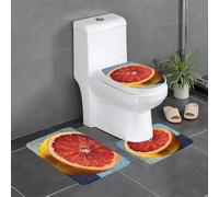 LHFIOHIRG Ensemble de 3 tapis de salle de bain antidérapants avec tapis de toilette et tapis contour pour décoration de sol de salle de bain (style peinture à l'huile de pamplemousse rouge)