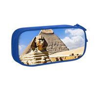 LHFIOHIRG Pyramides d'Égypte - Grande capacité - Trousse à crayons double couche - Fermeture éclair - Organiseur de papeterie - Trousse de maquillage pour l'école, le bureau, les voyages, bleu, One