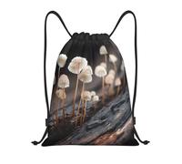 LHFIOHIRG Sac à dos léger avec cordon de serrage pour homme et femme Motif champignons blancs, Champignons blancs, M, Décontracté