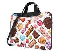 LHFIOHIRG Sac pour ordinateur portable avec doublure souple et bandoulière - Motif sucettes colorées - Motif donut et cupcake, Bonbons sucettes colorées en forme de donut, 28.5 x 38 cm