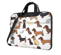 LHFIOHIRG Sac pour ordinateur portable avec doublure souple et bandoulière Motif teckels I Love My Dog, Teckel I Love My Dog, 28.5 x 38 cm