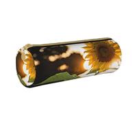 LHFIOHIRG Trousse à crayons cylindrique en cuir PVC avec fermeture éclair et motif tournesols, Sunflowers, Taille unique, Pochette à monnaie