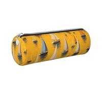 LHFIOHIRG Trousse à crayons cylindrique en cuir PVC avec fermeture éclair (nombreux voiliers) - Pour l'école, le bureau, les voyages, Argenté., Taille unique, Pochette à monnaie