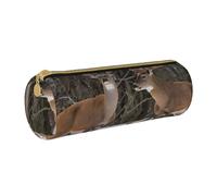 LHFIOHIRG Trousse à crayons cylindrique en cuir PVC avec fermeture éclair - Pour l'école, le bureau, les voyages, Beauté Cerf, Taille unique, Pochette à monnaie