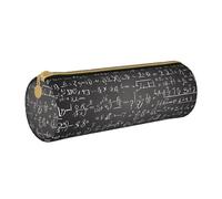 LHFIOHIRG Trousse à crayons cylindrique en cuir PVC avec fermeture éclair pour l'école, le bureau, les voyages, École de mathématiques, Taille unique, Pochette à monnaie