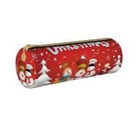 LHFIOHIRG Trousse à crayons cylindrique en cuir PVC avec fermeture éclair - Pour l'école, le bureau, les voyages, Merry Christmas, Taille unique, Pochette à monnaie