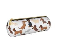 LHFIOHIRG Trousse à crayons cylindrique en cuir PVC avec inscription « I Love My Dog Dachshunds » - Pour l'école, le bureau, les voyages, Teckel I Love My Dog, Taille unique, Pochette à monnaie