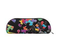 LHFIOHIRG Trousse à crayons portable avec fermeture éclair élégante pour la sensibilisation à l'autisme, pièces de puzzle, pièces de monnaie, pour l'école, le bureau, doré, Taille unique, Pochette à