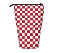 LHFIOHIRG Trousse à crayons télescopique à carreaux rouges et carrés blancs - Pour l'école, le bureau, les voyages