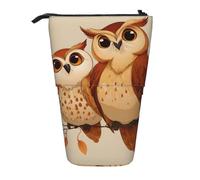 LHFIOHIRG Trousse à crayons télescopique avec motif chouettes mignonnes marron de dessin animé pour l'école, le bureau, les voyages