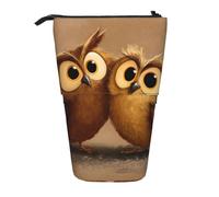 LHFIOHIRG Trousse à crayons télescopique avec motif chouettes mignonnes marron de dessin animé pour l'école, le bureau, les voyages